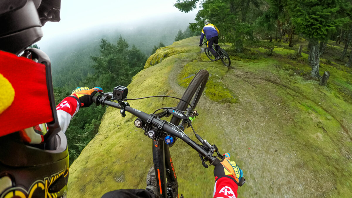 Mountainbiken gefilmd met een GoPro
